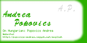 andrea popovics business card